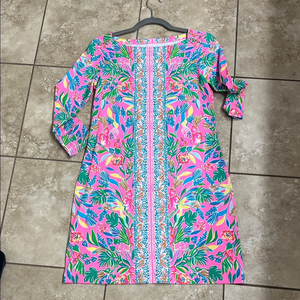 Lilly Pulitzer Pink and Green Floral Long Sleeve Dress